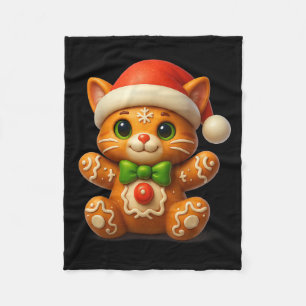 Funny Gingerbread Man Cat Christmas Womens Mens Gi Fleece Blanket