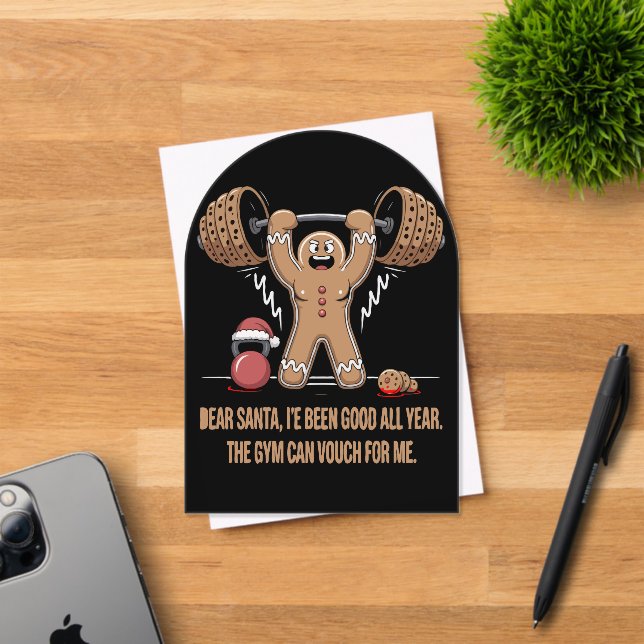 Funny Gingerbread Man Christmas Gym Workout  Acrylic Invitations (Insitu (Invitation Card))