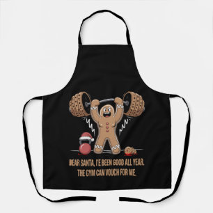 Funny Gingerbread Man Christmas Gym Workout  Apron