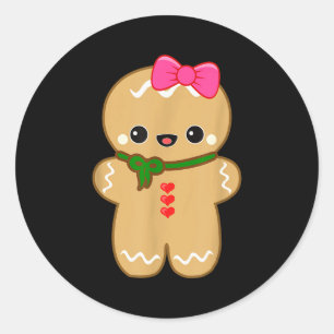 Funny Gingerbread Man Christmas Women &amp; Girl T Classic Round Sticker