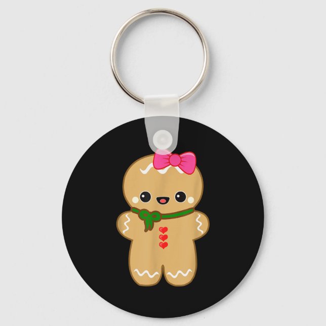 Funny Gingerbread Man Christmas Women &amp; Girl T Keychain (Front)