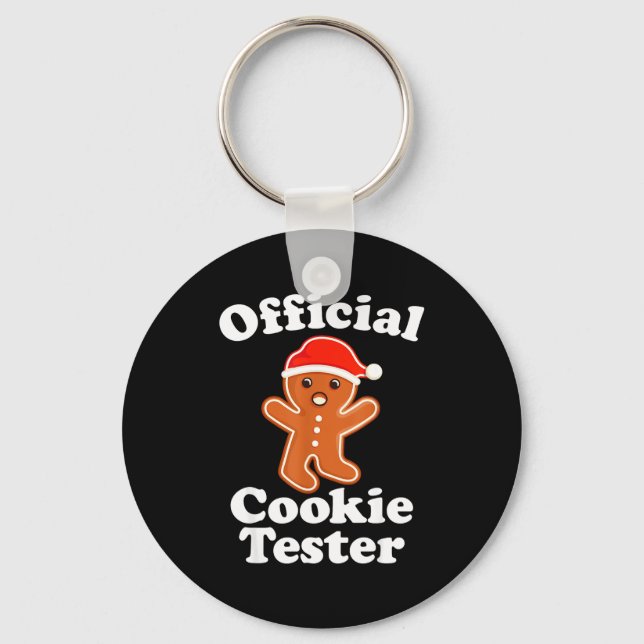 Funny Gingerbread Man Cookie Tester Christmas  Keychain (Front)