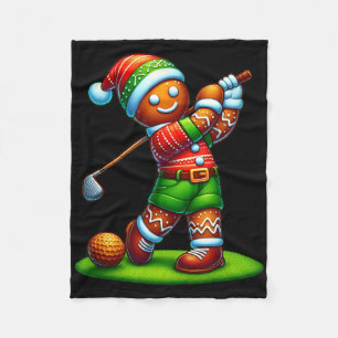 Funny Gingerbread Man Golf Christmas Womens Mens K Fleece Blanket
