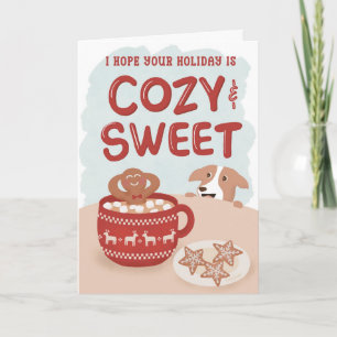 Funny Gingerbread Man In Mug Dog Christmas Holiday Card