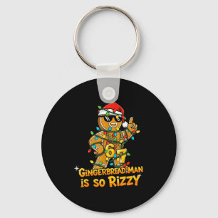 Funny Gingerbread Man Is So Rizzy Christmas Meme 6 Keychain