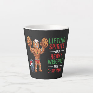 Funny Gingerbread Man Lifting Weights Christmas  Latte Mug