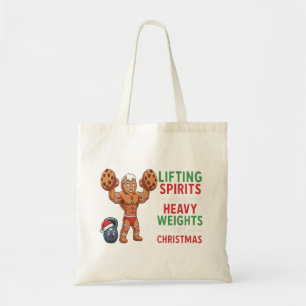 Funny Gingerbread Man Lifting Weights Christmas  Tote Bag