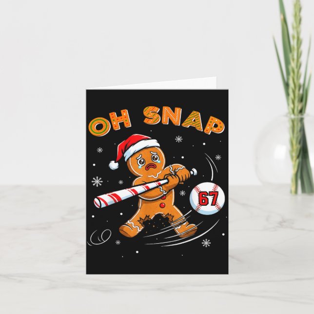 Funny Gingerbread Man Oh Snap 67 Baseball Meme Fun Card (Front)