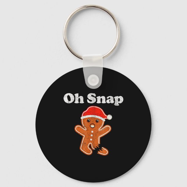 Funny Gingerbread Man Oh Snap Christmas Cookie Cos Keychain (Front)