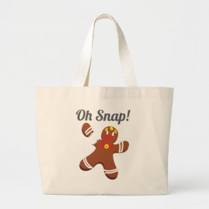 Funny Gingerbread Man Oh Snap Christmas Gift Large Tote Bag