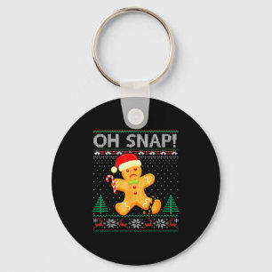 Funny Gingerbread Man Oh Snap Christmas Ugly Xmas Keychain
