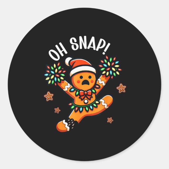 Funny Gingerbread Man Pajamas &amp; Pjs Xmas Holid Classic Round Sticker (Front)