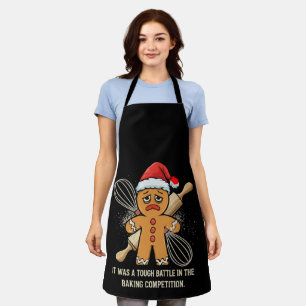 Funny Gingerbread Man "Tough Battle Baking  Apron