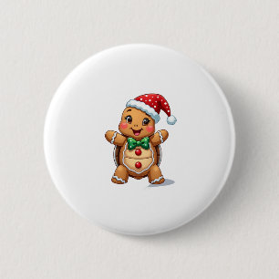 Funny Gingerbread Man Turtle Christmas Womens Mens 2 Inch Round Button