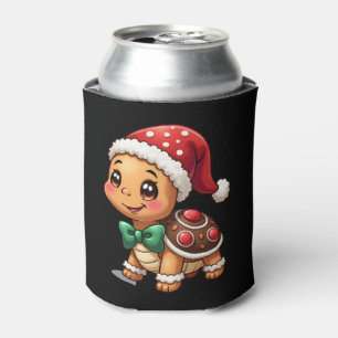 Funny Gingerbread Man Turtle Christmas Womens Mens Can Cooler