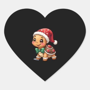 Funny Gingerbread Man Turtle Christmas Womens Mens Heart Sticker