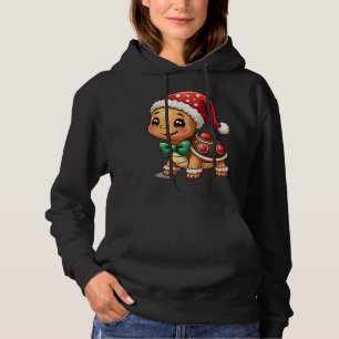 Funny Gingerbread Man Turtle Christmas Womens Mens Hoodie