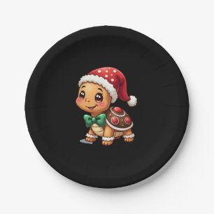 Funny Gingerbread Man Turtle Christmas Womens Mens Paper Plate