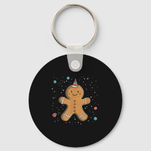 Funny Gingerbread Man With Party Hat Costume  Keychain