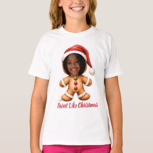 Funny Gingerbread Man Your Photo Christmas T-Shirt
