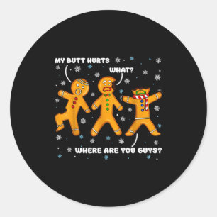 Funny Gingerbread Pjs Pajamas Christmas Xmas Men W Classic Round Sticker