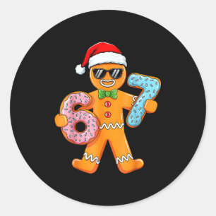 Funny Gingerbread Six Seven 67 Christmas Boys  Classic Round Sticker