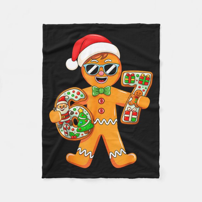 Funny Gingerbread Six Seven 67 Gingerbread Man Xma Fleece Blanket (Front)