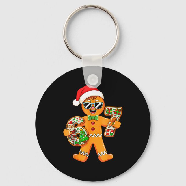 Funny Gingerbread Six Seven 67 Gingerbread Man Xma Keychain (Front)