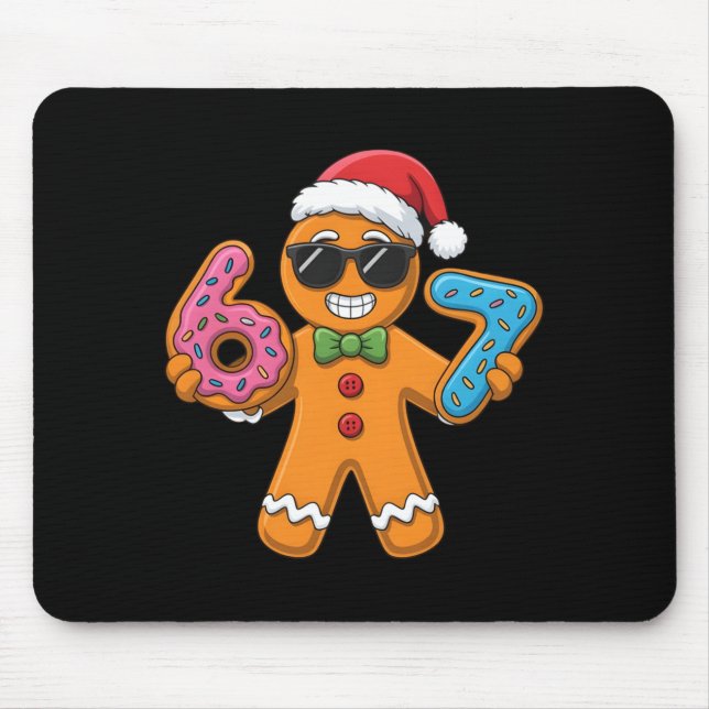 Funny Gingerbread Six Seven 67 Ice Cream Christmas Mouse Pad (Front)