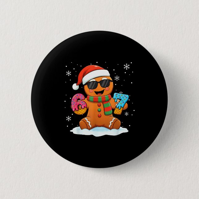 Funny Gingerbread Six Seven 67 Ice Cream Drip Chri 2 Inch Round Button (Front)