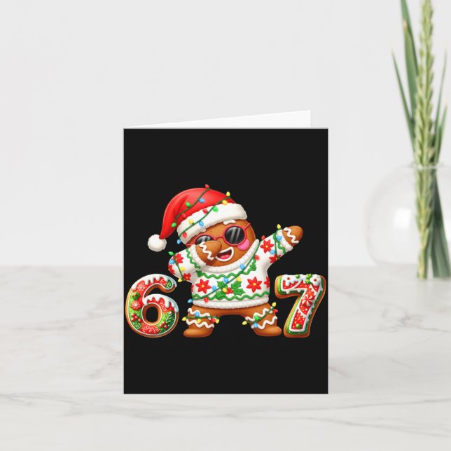 Funny Gingerbread Six Seven 67 Ice Cream Drip Chri Card (Front)