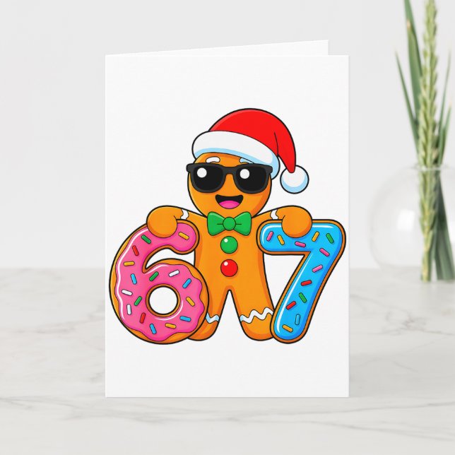 Funny Gingerbread Six Seven 67 Ice Cream Drip Chri Card (Front)