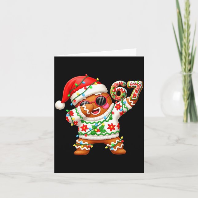 Funny Gingerbread Six Seven 67 Ice Cream Drip Chri Card (Front)