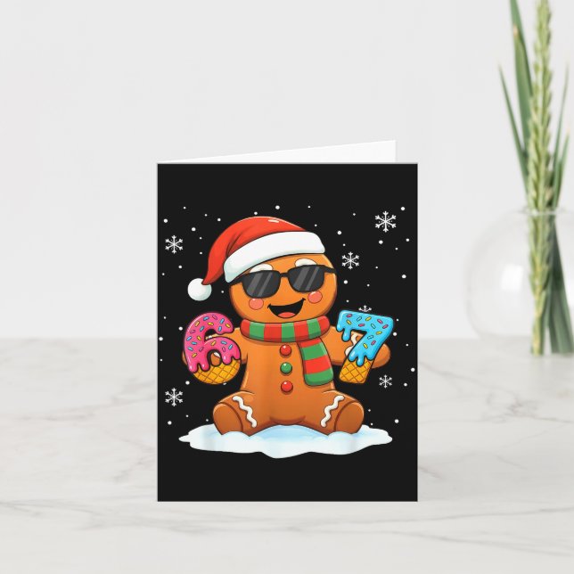 Funny Gingerbread Six Seven 67 Ice Cream Drip Chri Card (Front)