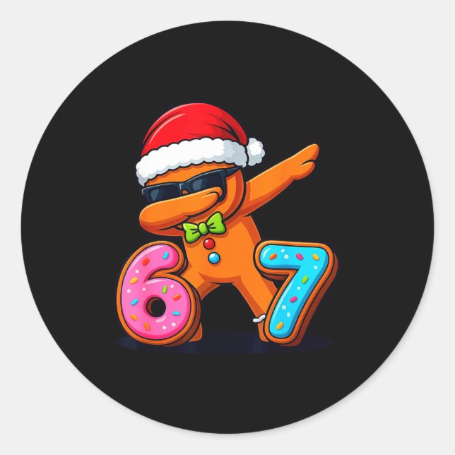 Funny Gingerbread Six Seven 67 Ice Cream Drip Chri Classic Round Sticker (Front)