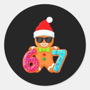 Funny Gingerbread Six Seven 67 Ice Cream Drip Chri Classic Round Sticker