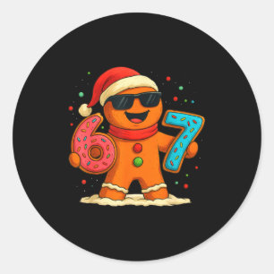 Funny Gingerbread Six Seven 67 Ice Cream Drip Chri Classic Round Sticker