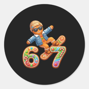 Funny Gingerbread Six Seven 67 Ice Cream Drip Chri Classic Round Sticker