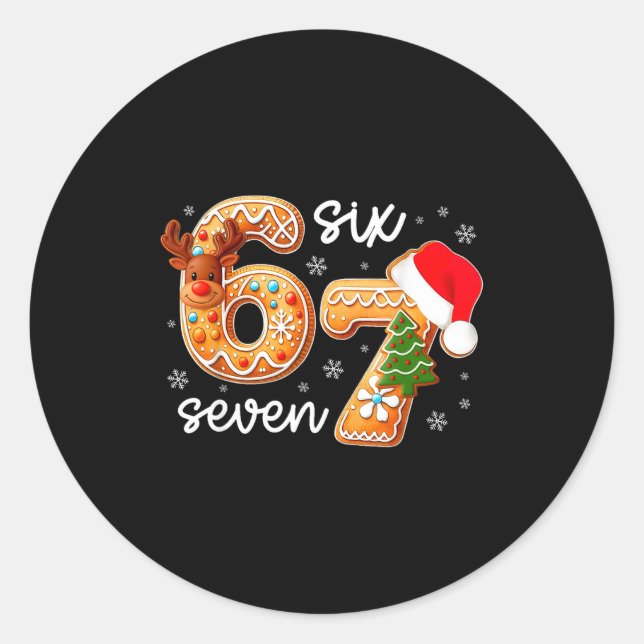 Funny Gingerbread Six Seven 67 Ice Cream Drip Chri Classic Round Sticker (Front)