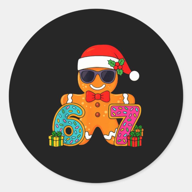 Funny Gingerbread Six Seven 67 Ice Cream Drip Chri Classic Round Sticker (Front)