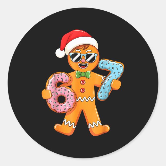 Funny Gingerbread Six Seven 67 Ice Cream Drip Chri Classic Round Sticker (Front)
