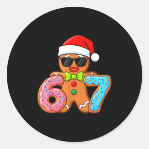 Funny Gingerbread Six Seven 67 Ice Cream Drip Chri Classic Round Sticker