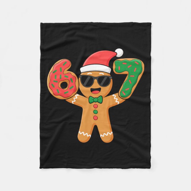 Funny Gingerbread Six Seven 67 Ice Cream Drip Chri Fleece Blanket (Front)