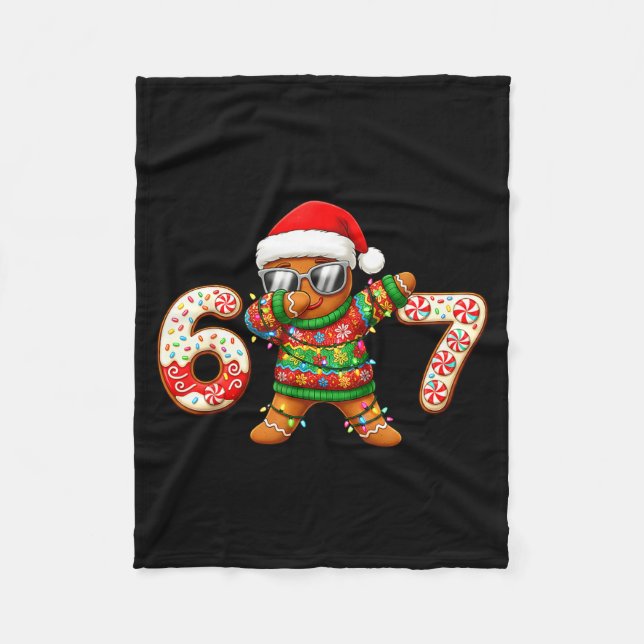 Funny Gingerbread Six Seven 67 Ice Cream Drip Chri Fleece Blanket (Front)