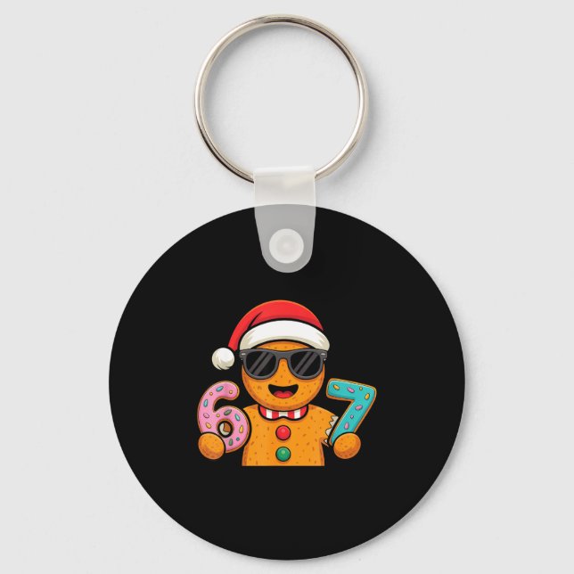 Funny Gingerbread Six Seven 67 Ice Cream Drip Chri Keychain (Front)