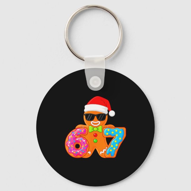 Funny Gingerbread Six Seven 67 Ice Cream Drip Chri Keychain (Front)