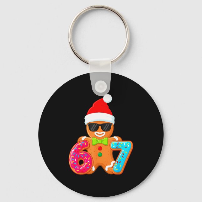 Funny Gingerbread Six Seven 67 Ice Cream Drip Chri Keychain (Front)
