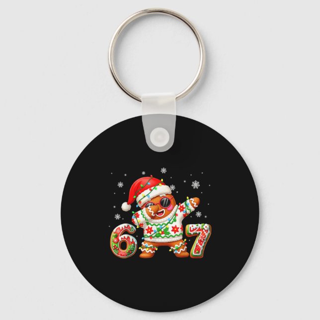 Funny Gingerbread Six Seven 67 Ice Cream Drip Chri Keychain (Front)