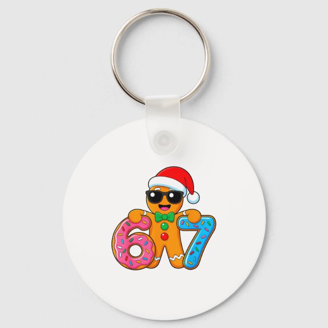 Funny Gingerbread Six Seven 67 Ice Cream Drip Chri Keychain (Front)