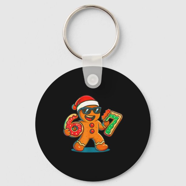 Funny Gingerbread Six Seven 67 Ice Cream Drip Chri Keychain (Front)